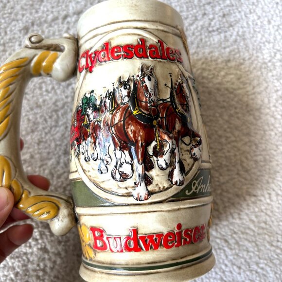 Budweiser Clydesdale Beer Stein Pair Vintage Limited Edition Collectible Barware - Picture 2 of 12